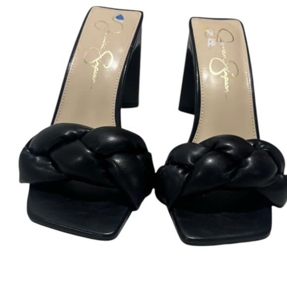 Jessica Simpson Sassia Slip On Square Toe Slide Black Braided sandals size 6.5 - Picture 3 of 9